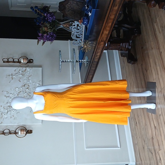 Zara Women's Orange Cotton Plopin Midi Dress. Size S - Picture 7 of 17